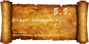 Blayer Valdemár névjegykártya